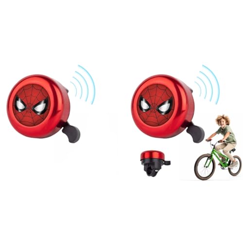 Proberos® Kids Bicycle Bell Red Super Hero Cartoon Lightweight Steel Durable High Decibel Warning Universal for 22mm Tube 2 PCS