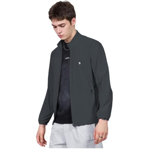 Venzina® UPF 50+ Sun Jacket for Men, Cool-Touch Zip-Up Long Sleeve with Breathable Back Mesh Vent, Clean Fit Men Outdoor Sun Jacket for Fishing, Driving, Hikingm, DarkGray-L