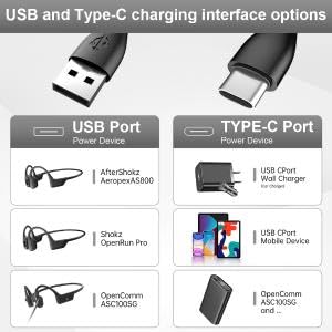 Verilux Charging Cable for Shokz Headphones featuring Magnetic USB C Connection 3.3ft | 2 Pack