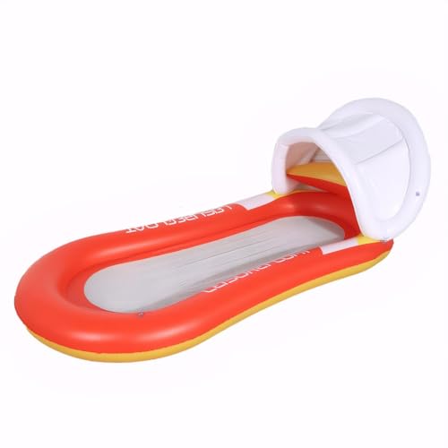 Proberos Inflatable Pool Lounger for Adult 4.92ft Long Swimming Pool Float PVC Swimming Pool Float with Sun Visor & Headrest Water Floating Bed for Pool Water Lounging Bed for Sunlight Bathing