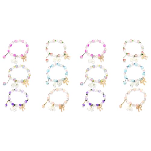 SANNIDHI® 12PCS Crystal Beads Bracelet for Girls BFF Friendship Orchid Flower Charm Bracelets Women Aesthetic Bowknot Pendant Glass Bead Gift