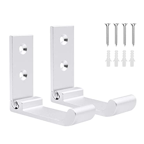 HASTHIP® 2Pcs Folding Coat Hooks, Matte Silver Wall Hooks for Hanging Coats Bathroom Towel Hooks Hardware, Heavy Duty Alloy Wall Hooks for Clothes, Bag, Hat, Towel, Bag, Backpack (Silver)