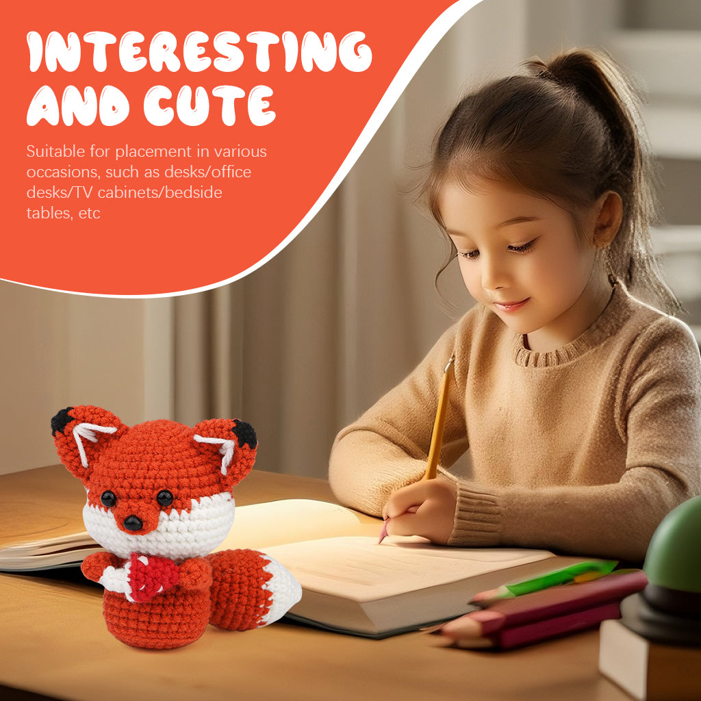 ZIBUYU Crochet Kit for Beginners, Crochet Starter Kit, Fox Crocheting Animals Kits with Crochet Hooks Yarn Polyester Fiber Step-by-Step Video Tutorials, Knitting Kit for Adults