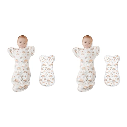 SNOWIE SOFT® Baby Swaddles for Newborns 100 Cotton Swaddle Wrap Arms Up Sleeping Blanket Zipping Bag Sleep Sacks Startle Reflex 3-9 Months 2 PCS