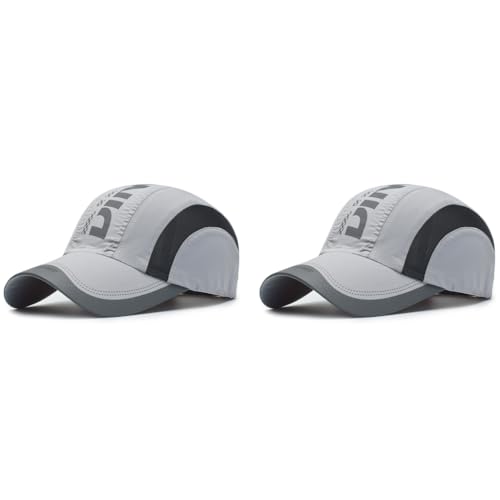 GUSTAVE® Baseball Caps for Men Women Sports Cap Breathable Cotton Cap for Men Women Summer Cap Outdoor Fishing Outside Hiking Adjustable Buckle Closure - Grey 2 PCS
