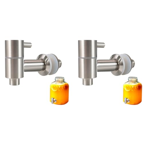 HASTHIP® Replacement Spigot Faucet Tap for Beverage Dispenser 304 Stainless Steel Food Grade Lever Pour Spout Glass Drink Jar Bucket Ceramic Porcelain Crock Water (16MM) 2PCS