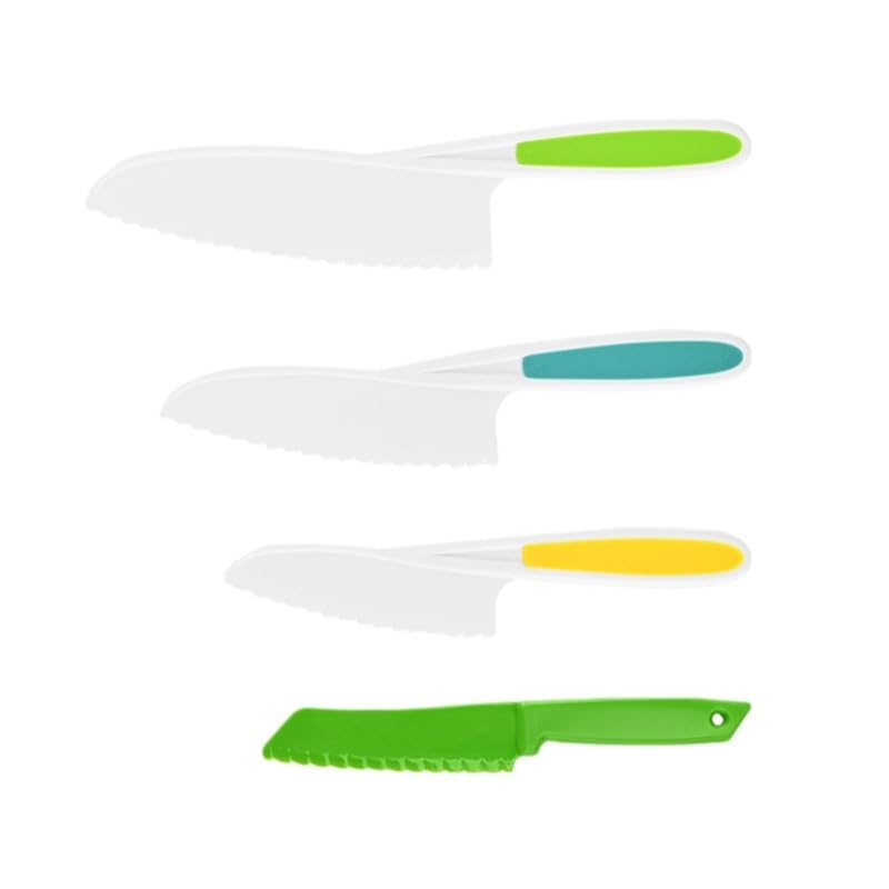 HASTHIP® 4Pcs Bread Cutters for Kids Multi Sizes Serrated Kitchen Tools for Encouraging Independence,Basic Life Skill Training,Food Grade PP Material Ideal Sandwich & Snack Preparation