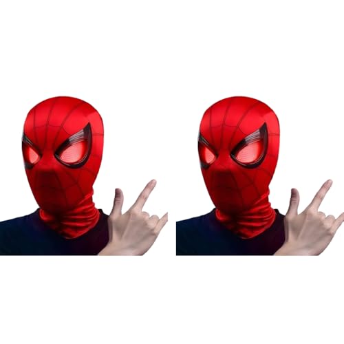 FANCYKU® Halloween Cosplay Spider Mask with Illuminated Moving Eyes Elastic for Kids Adults Party Dressing Up Prop Gift 2 PCS