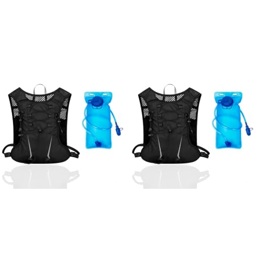 Proberos® 5L Hydration Backpack Vest with 3L Water Bladder Quick Dry Nylon Mesh Pack for Men Women Multi Pockets Ultra Lightweight Fashion Outdoor Gear Hiking Trail Running 2PCS