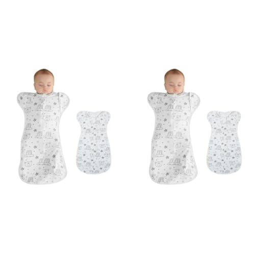 SNOWIE SOFT® Baby Swaddles for Newborns 100 Cotton Swaddle Wrap Arms Up Sleeping Blanket Zipping Bag Sleep Sacks for Startle Reflex 0-6 Months 2 PCS