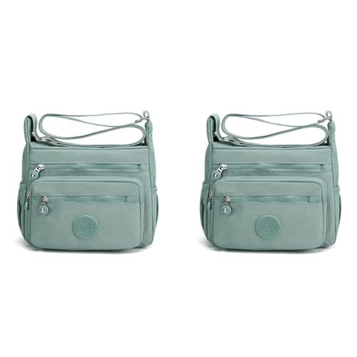 PALAY® Women Crossbody Bag Waterproof Nylon Multi-Layer Casual Satchel Shoulder Messenger Travel Day Pack 2 PCS