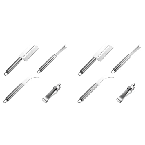 HASTHIP® Silver Pineapple Peeler Remover Tool Set Multipurpose Eye Clip Cutter V Shape Stainless Steel 2 PCS