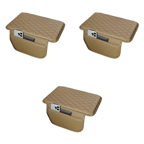 STHIRA® Upgraded Microfiber Leather Car Armrest Cushion Super Comfortable Pad with 2 Storage Bags Durable Center Console Cover Fit for Most Vehicles 3PCS