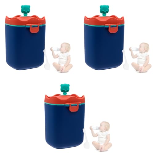 SNOWIE SOFT® 430g Baby Formula Dispenser with Scoop and Leveller, Foodgrade PP Double Layer Anti-Leak Milk Powder Dispenser Container, Baby Snack Storage Container for Outdoor Travel Home, BPA Free 3 PCS