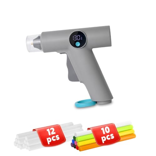 Serplex® Cordless Hot Glue Gun with Light & LCD Display, 2500mAh Fast Heating Triggled Craft Glue Gun for DIY, Repairs & Art Projects, with 10 Colored Stick Glue & 12 Clear Stick Glue