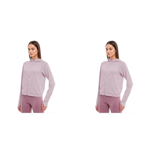 SANNIDHI® Womens Sun Protection Jacket UPF 50 Plus Full Zipper Long Sleeve UV Hoodie Shirts Outdoor Athletic with Pocket Cooling Summer Clothing for Hiking L Pink 2 PCS