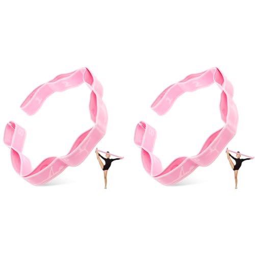 Proberos® 8-Loop Elastic Yoga Stretching Strap for Physical Therapy Pilates Dance Gymnastics Sectional Hoop Design Beginners Advanced Ankle Joint Warm-Up Durable 2PCS