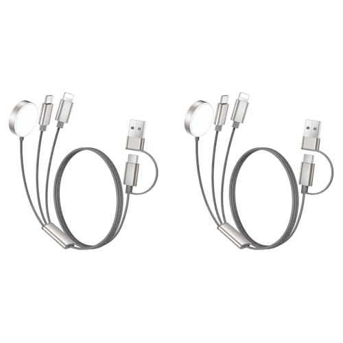 ZORBES® 3 in 2 USB C Cable for iPhone 16 Charger Type Lightning Multi Charging with Apple Watch for Portable Travel Essentials iWatch Ultra SE 10 12 4FT 2PCS