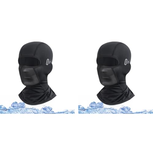 Proberos® Balaclava Face Mask Cool Silk Eyeglasses Friendly Design UV Protection Breathable Unisex Quick Dry for Riding 2PCS Black