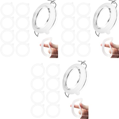HASTHIP® 24PCS Silicone Sealing Rings for Mason Jar Inner Diameter 2.76 Inches Airtight Gaskets Reusable Anti-leak Seal for Aging Broken Rubber Glass Containers Kitchen