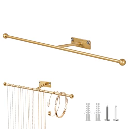 Supvox® Wall Hanging Jewelry Organizer: Necklace Holder for Earring, Bracelet, Rings, Hairband, Glasses, Gold 1-Pack, Screws Included