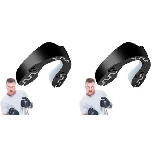 Proberos® Sports Mouth Guard Teeth High-density Moulded Professional for Boxing Football MMA Heat-Molded Universal Size Comfortable Black 2 PCS