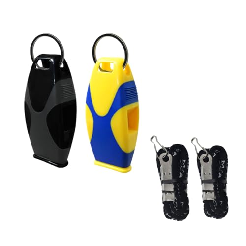 Proberos® 2PCS Whistle High Sound for Sports Coach, Sports Whistles with Lanyard, Whistle for Football Coach, Boxing Referee (Black and Yellow)