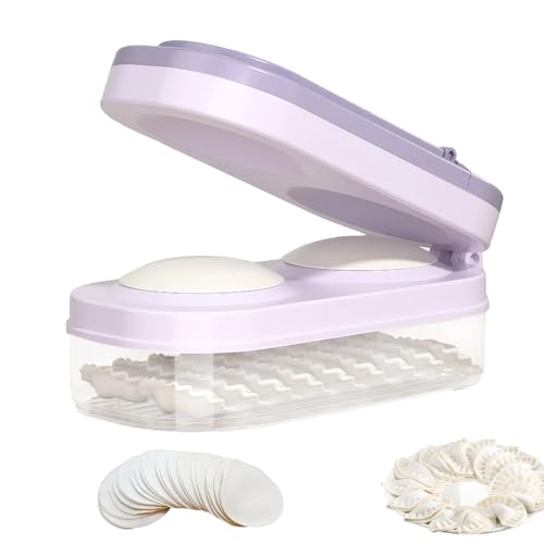 HASTHIP Kitchen Easy Dumpling Skin Press Dumpling Maker 3 in 1 Dumpling Maker Momos Maker Dual Press Mold Design with Food Tray Round Dough Press Shaper for Pastries
