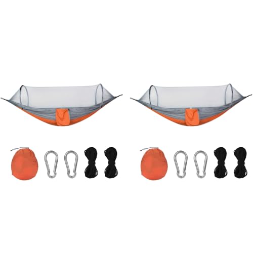 Proberos® Portable Outdoor Camping Hammock with Mosquito Net Swing Sleeping Bed Design Ultralight Parachute Nylon Drawstring Pouch 660lbs Loading Capacity Installation Kit 2PCS