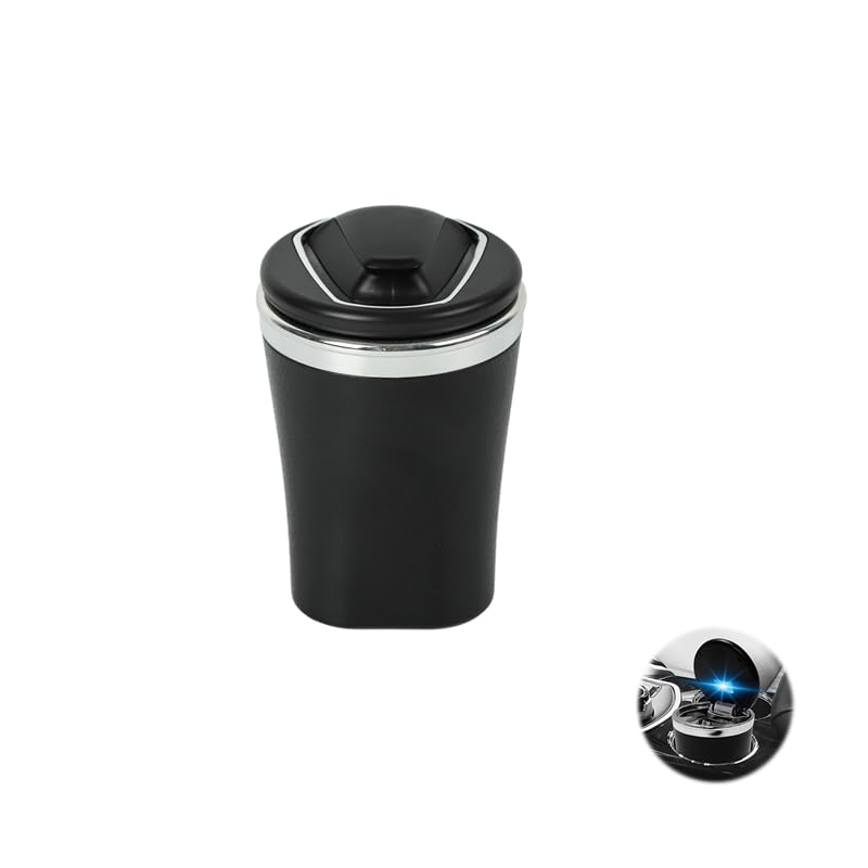 ZIBUYU Car Ashtray with Lid featuring Heat‑Resistant Ceramic Liner for Smoke Control | Fits Most Vehicle Cup Holders