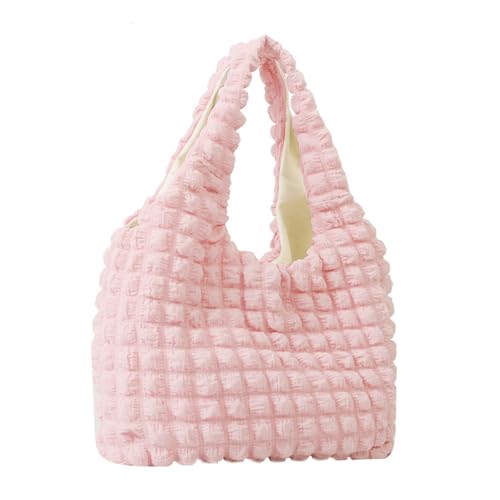 PALAY Puffy Shoulder Bag Kawaii Girls Shoulder Bag Soft Puffy Bag Quilted Carryall Bag Cute Pink Shoulder Bag Puffy Bag Handbag, 39x30cm
