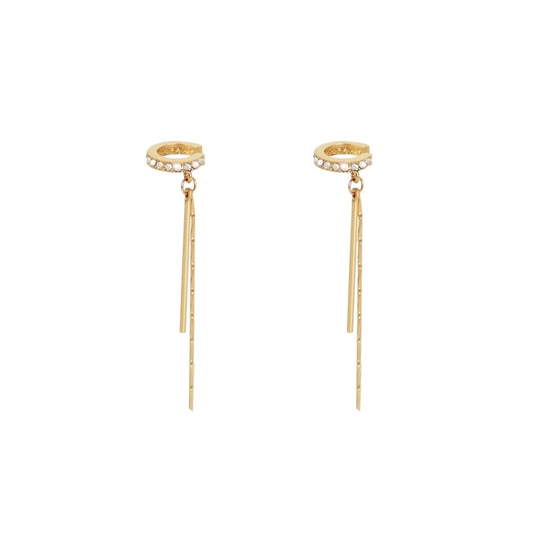 ZIBUYU Ear Cuffs Without Piercing for Women with Cubic Zirconia Tassel Design | Gold Clip On Jewelry