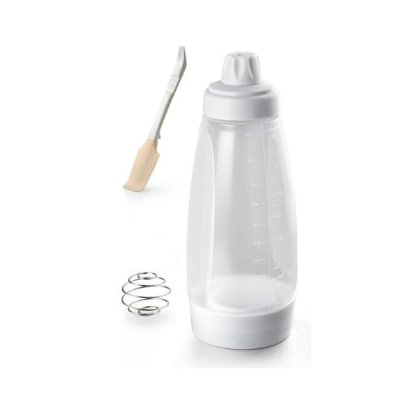 HASTHIP® Pancake Batter Dispenser with Blender Balls, Equipped with Silicone Spatula Pancake Mixer Bottle for Cupcakes, Pancakes, and Muffins