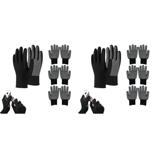 Proberos® 4 Pairs Nylon Work Gloves Full Palm Anti-Slip Design Breathable Stretchy Working Riding Protective Outdoor Cotton for Repairman Cricket Cycling Fitness Sport 2PCS