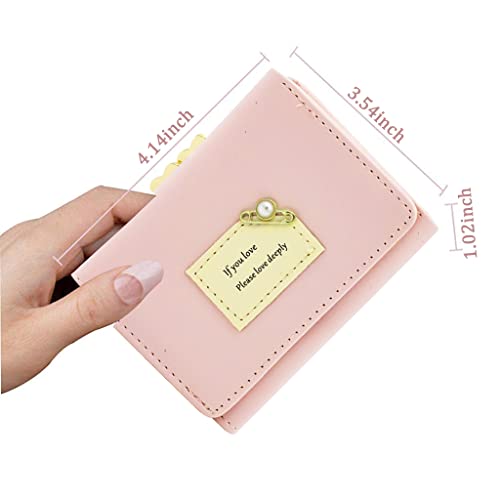 PALAY® Womens Wallet Ladies Purse PU Leather Short Small for Women with Multiple Card Slots and Holders Pink 2 PCS