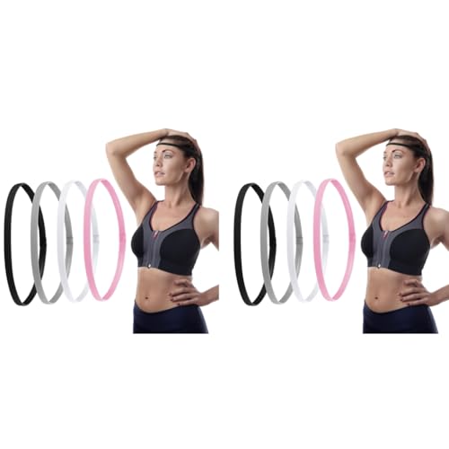 MAYCREATE® 8PCS Sports Hair Band for Men Elastic Gym Women Non-Slip Mens Head Bands Stretchy Thin Athletic Workout Bands Womens