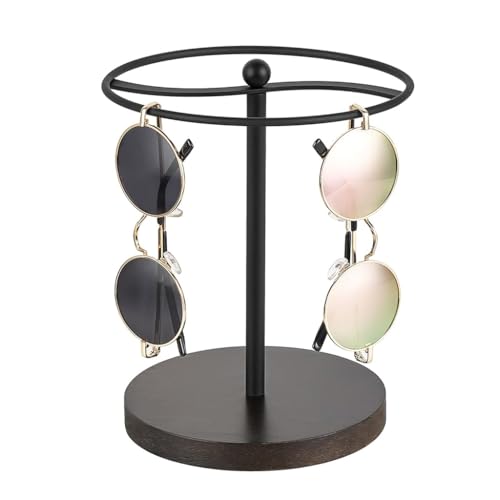 HASTHIP® Sunglasses Organizer Glasses Holder Stand Sunglass Storage Display Eyeglasses Rack for up to 12 Pairs of Eyewear Glasses for Table Dresser Desk Countertop Bedroom, Black
