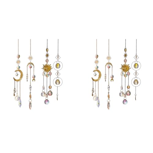 HASTHIP® 8PCS Crystal Sun Catcher Hanging Charms for Home Decor Glittering Reflective Colorful Light Ornaments Window Room Balcon