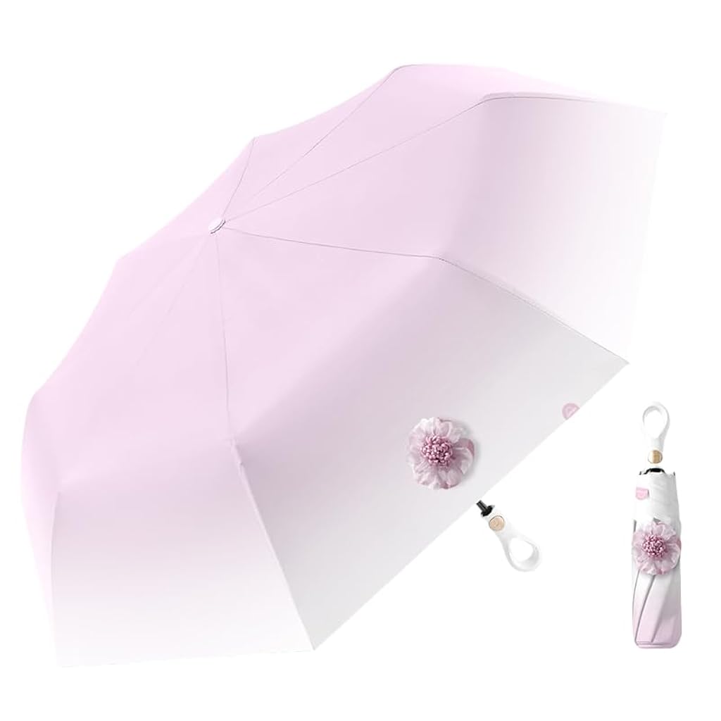 ZIBUYU Folding Umbrella UPF 50+ Heat Reduction Sun Umbrella with Black Liner Ultrastrong Glass Fiber Ribs Design Windproof Fashion Purple Outdoor Sun Rain Umbrella Travel Lightweight Umbrella.