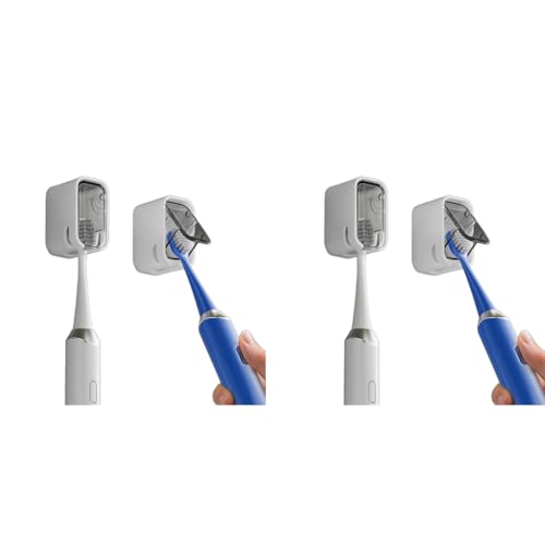 HASTHIP® 4PCS Wall Toothbrush Holder with Dustproof Cover Clear Window Self-Adhesive Vertical Storage Quick Dry Removable Design Compact Space-Saving Bathroom Organizer for Home