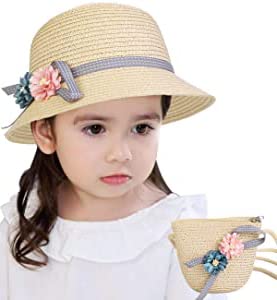 GUSTAVE Straw Hats for Travel and Beach with 19-20.5 in Head Size | Natural Straw & Floral Design for Girls 4-6 Years