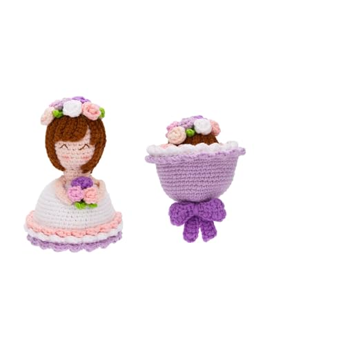 PATPAT® Reversible Crochet Bouquet Flower Doll, Cute Handmade Bride Cross Dressing Dress Dolls, Funny Knitted Graduation Birthday