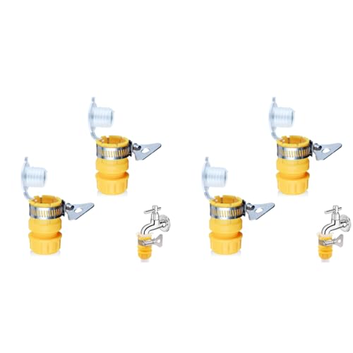 HASTHIP® Hose Adapter for Faucet 4PCS Gardening Connectors 2 in 1 Universal 1/2-inch 3/8-inch Standard Fitting