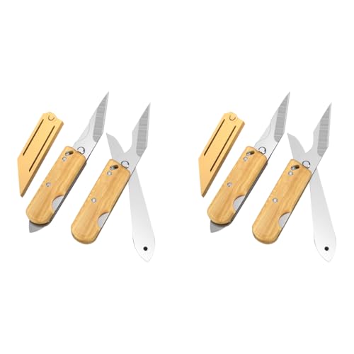 HASTHIP® Grafting Cutter Tool 3 in 1 Gardening Shears Wooden Handle Rugged Steel Cleft with Sheath Multifunctional 2PCS