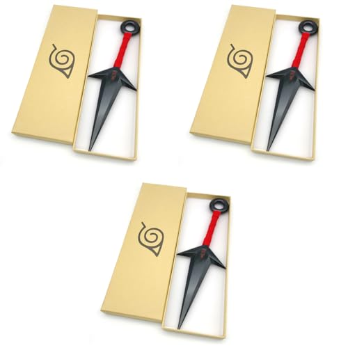 ZIBUYU® Naruto Kunai Cosplay Accessories Uchiha Itachi Cosplay Prop PVC Kunai Japanese Ninja Training Tool Anime Merchandise Naruto (10.43 inch) - Black 3 PCS
