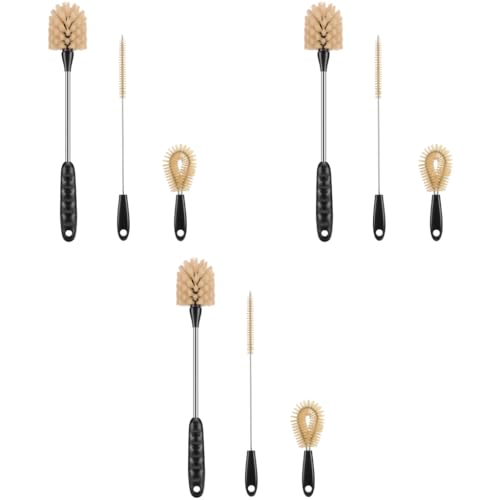 HASTHIP® 9PCS Bottle Brush Set with Straw Cleaner for Water Baby Bottles Ergonomic Handles Gentle Bristles Long Short Handle Cleaning Deep Feeding