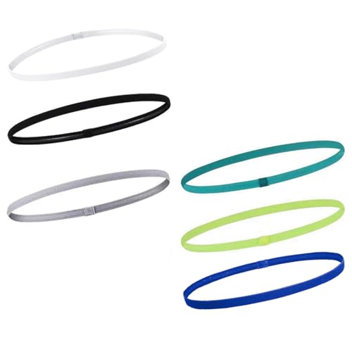 Proberos® 6 Pieces Elastic Sports Headbands Thick Non-Slip Hair Bands for Women and Men