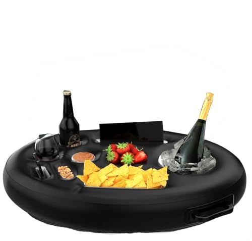 Proberos Inflatable Pool Floating Food Drink Holder Pool Party Serving Floats Multi Compartments Wine Snack Food Holder Serving Floating Tray Pool Party Essentials