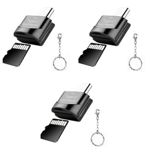Verilux® TF Card Reader Type C Micro SD Card Reader Travel with Keychain USB C to OTG Memory Compatible with Phone Function Instant 3PCS