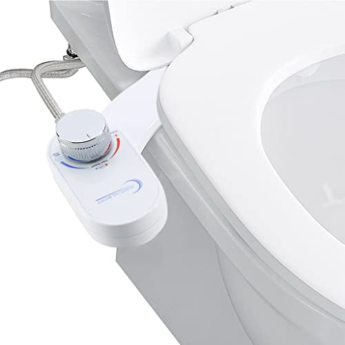 HASTHIP® Adjustable Water Pressure Brass, Metal Bidet Spray for Toilet, Self-Cleaning Hidden Nozzle, Simple Non-Electric Bidet Toilet Attach Universal Fitment, White